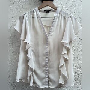 Forever 21 Cream Ruffle Sleeve Blouse